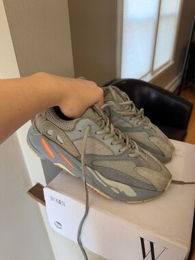 Yeezy Boost 700 Sneakers in Gray with Orange Accents
